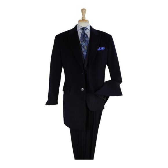 MEN'S APOLLO KING 100% WOOL 3/4 LENGTH SINGLE BREASTED NAVY TOP COAT. TIL-71 - Picture 1 of 1